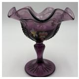 Fenton Art Glass Amethyst Purple Footed Compote