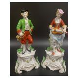 Vintage Porcelain Colonial-Style Figurines 10"