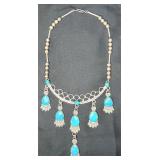 Sterling Silver Turquoise Squash Blossom