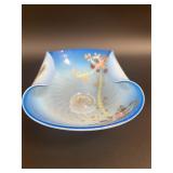 VTG Hand Painted French Opaline Blue Glass Bowl