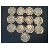 13 Buffalo Nickels