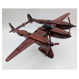 Vtg. Rich Mahogany 1:32 Scale P-38 Lightning Model