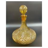 Vintage Empoli Point Amber Glass Decanter 12 1/2"