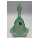 Vtg. Fenton Green Satin Art Glass Bell