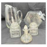 Lot of 5 Clear Glass Items