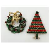 Christmas Tree & Wreath Pins/Brooches