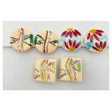 3 Pairs of Hand Painted Ear Clips