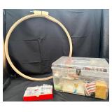 Sewing Box w/Content, Buttons & 22ï¿½ Hoop