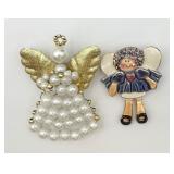Pair of Cute Angel Pins!!