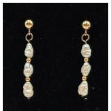 14k Gold & Freshwater Pearl Dangle Earrings