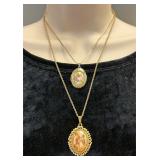 2 Vintage Porcelain Pendant Necklaces