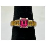 Suzy Levian 18K WG, Ruby, Sapphire & Diamond Ring