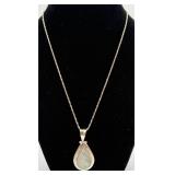 Sterling Silver Opal Pendant on Silver Tone Chain