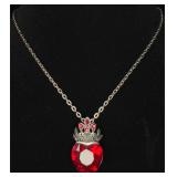 Very Pretty Crowned Heart Pendant on a Chain