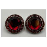 Very Nice Garnet Ear Clips