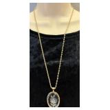 Intaglio Rose Pendant on a Chain