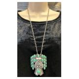 VTG Large Kachina Faux Turquoise Necklace