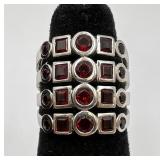 Sterling Silver & Red Garnet Ring