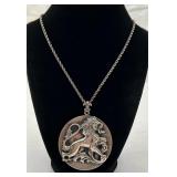 VTG Large Medallion ï¿½LEOï¿½ Lion Figure/14K GP Chain