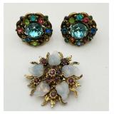 Antique Dafri Opaline Pin & Large Ear Screws