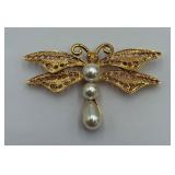 ï¿½Napierï¿½ Golden Dragonfly w/ Pearl Accents