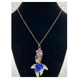 Enamel Fish Pendant Necklace w/ Original Box