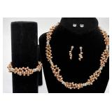 Sterling Silver Pink Freshwater Pearl Jewelry Set