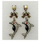 Pair of Dolphin Earrings w/ Little Bows