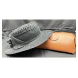 Vintage Black Straw Hat & Travel Bag