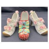 Set of 3 Vintage Collectable Porcelain Shoes