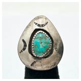 Vintage Navajo Sterling & Turquoise Shadowbox Ring