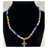 Sterling, Multi-Colored Catï¿½s Eye Beaded Necklace