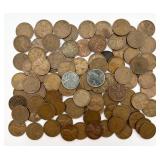 98 Wheat Pennies & 2 Steel Pennies