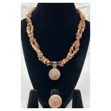 ï¿½Barseï¿½ 925 Brown Shell Necklace & Ring