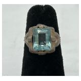 Vintage Sterling Silver Aquamarine Cocktail Ring
