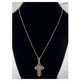 Sterling Silver & Marcasite Cross Necklace