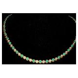 Quality Sterling Silver Emerald/Diamond Necklace