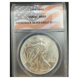 1792-1992 Overstruck Silver Eagle Design MS69
