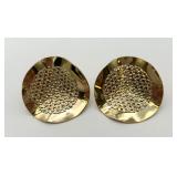 Large Golden Disc Ear Clips