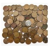 99 Wheat Pennies & 1 Steel Penny