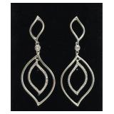Sterling Silver & Diamond Raindrop Earrings