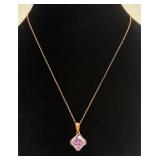 Sterling Silver w/ Rose Gold Overlay & CZ Necklace