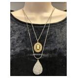Vintage Cameo w/ Rhinestones, Rhinestone Necklaces