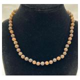 Matte Tiger Eye Bead Necklace, 925 Clasp