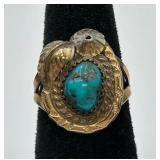 Signed 12K GF Turquoise Ring