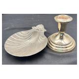 Vintage Silver Plated Candleholder & Trinket Dish