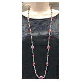 925 Necklace w/ Red, Black & Clear Crystal Beads