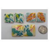 3 pairs of Hand Painted Ear Clips