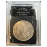 1921 Certified Very Good Morgan Silver Dollar