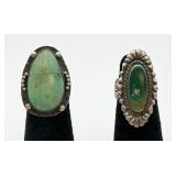2 Sterling Silver & Turquoise Rings. Need Repair